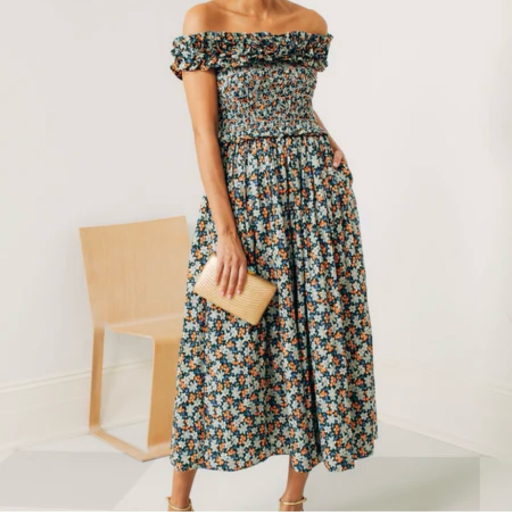 SEA NEW YORK Forrest Peggy Spring Wedding Guest Floral Off Shoulder Dress